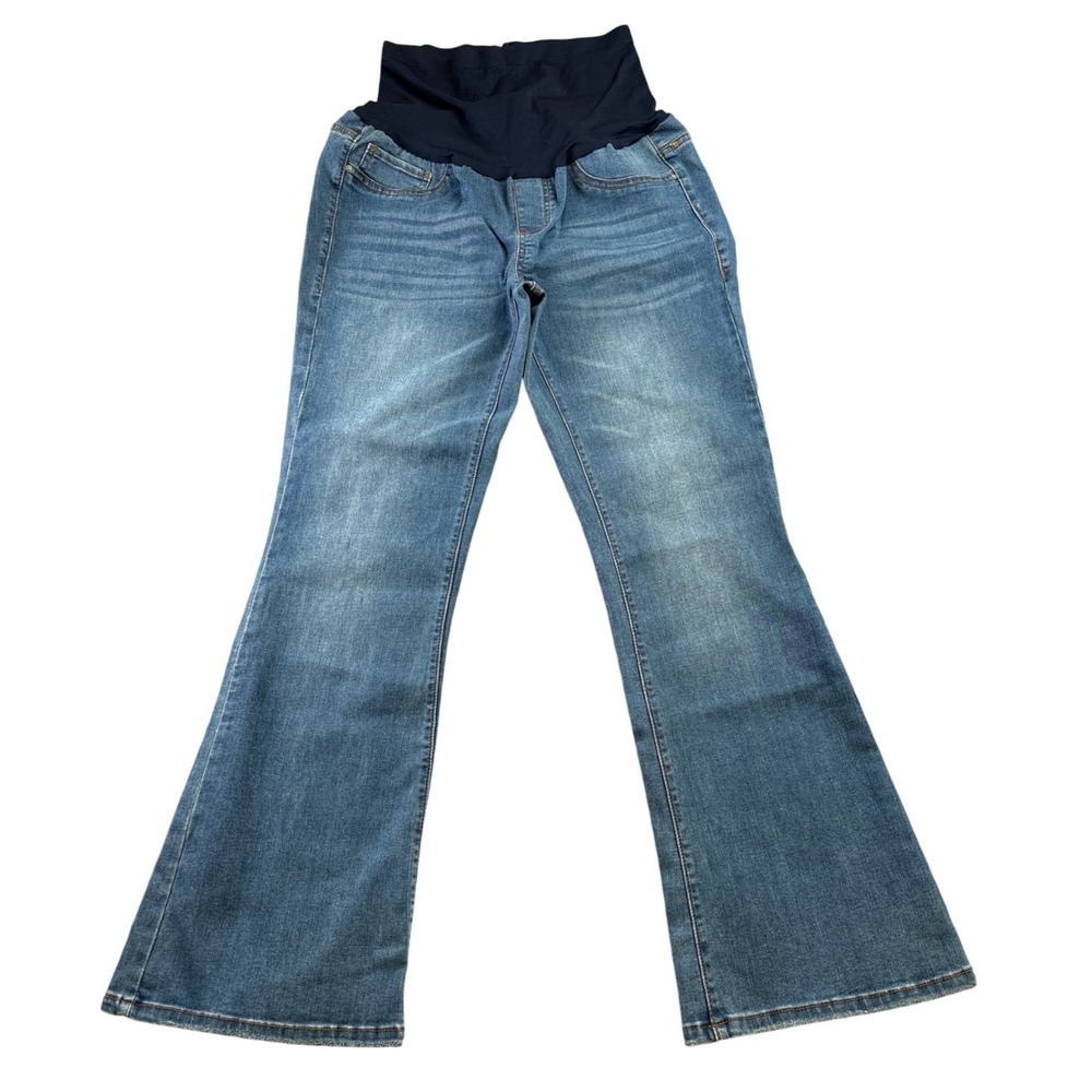 Simple Society‎ Maternity Bootcut Jeans Blue Wash Stretch Denim